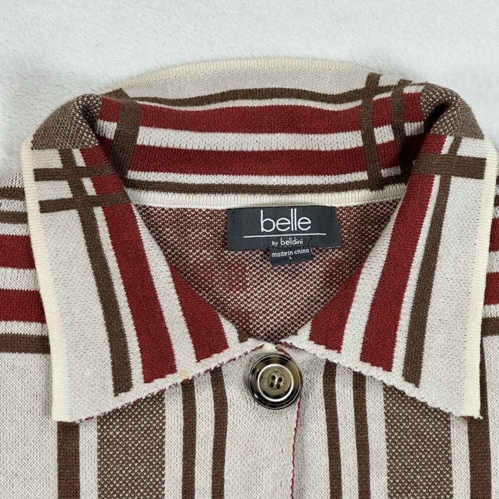 Belle by Belldini‎ Plaid Sweater Blazer Womens L Knit Jacket Button Front Fal - Picture 9 of 12